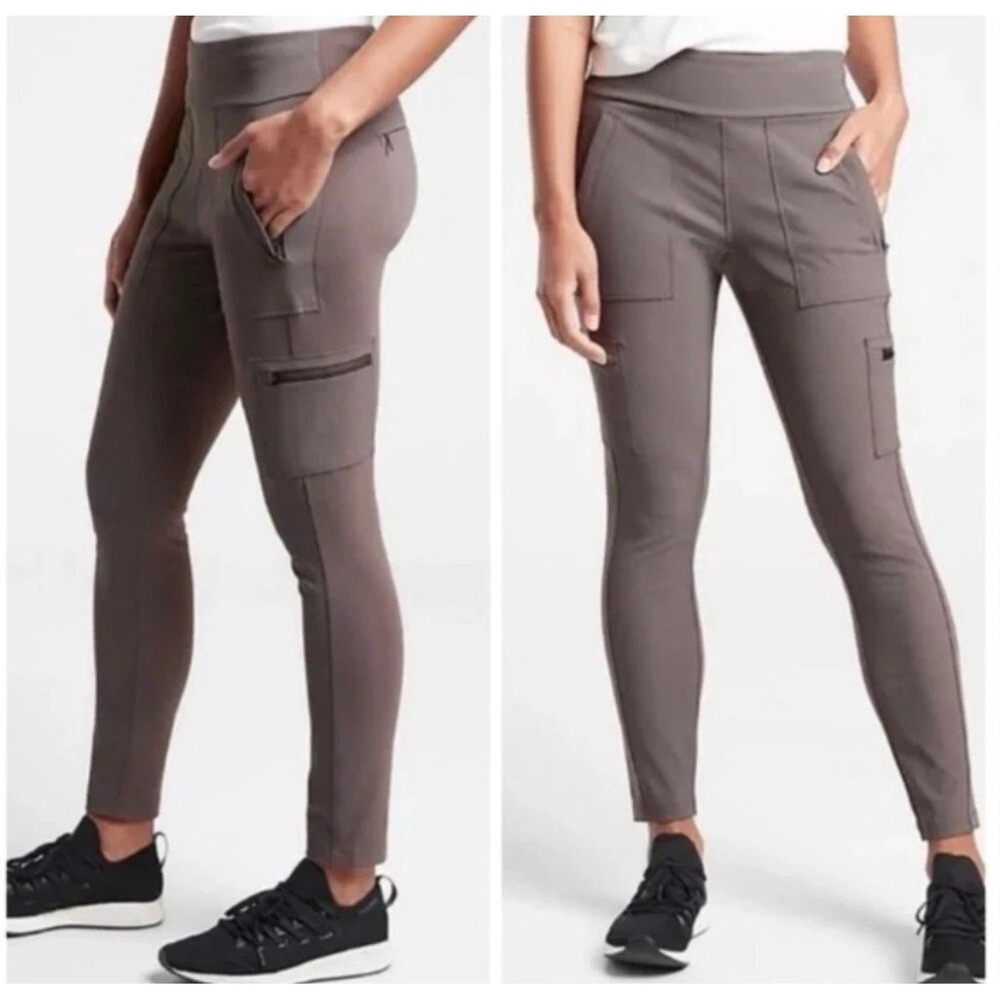 "NWT" Athleta Headlands Hybrid Cargo Tights In Shale- Women's Size 4 - Hiking